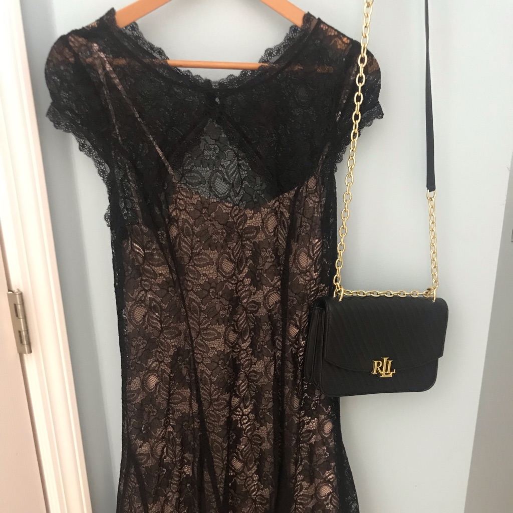 Black Lace Dress With Pink Lining